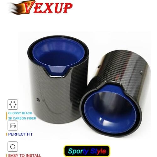 Top Quality 1PCS Automotive Car Glossy Black Carbon Fiber Exhaust Trim Exhaust Pipe Muffler Tip For BMW M Series