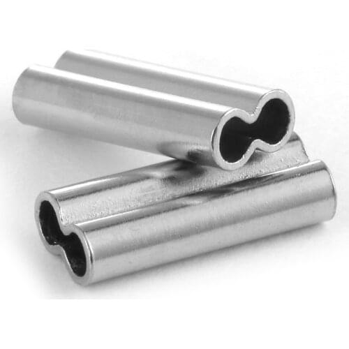 100 Pcs Stainless Steel Double Oval Copper Pipe Durable Fishing Line Crimping Sleeves Tube Connector Wire Tube Fishing Tackles