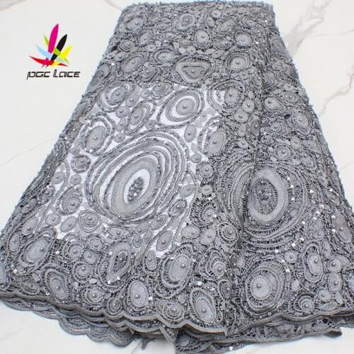 2020 High Quality Handmade Beads Lace Luxury Nigerian Beaded Lace French Tulle Lace Fabrics with Beads for Wedding Party XZ2889B