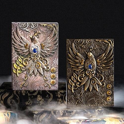 Anaglyph Gilding phenix Notebook Retro Planner Bronze Book School Supplies Office Culture and Education