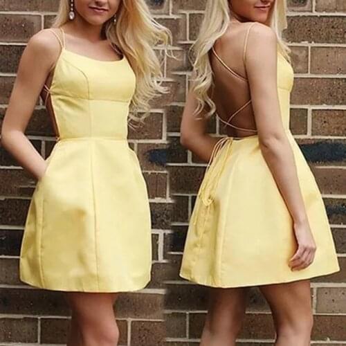 4 lovely pink fashion hot sale halter A-line above-knee Spaghetti straps homecoming dresses/formal gowns free shipping pockets