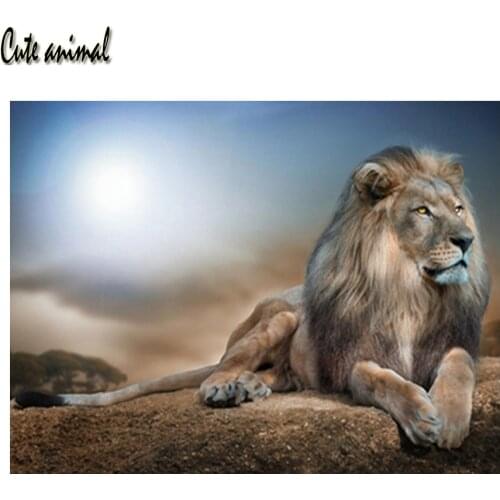 5D Diamond Painting Lion Animal Diamond Embroidery Sunrise Landscape Full Drill Square Mosaic Wall Art Pictures Decoration New