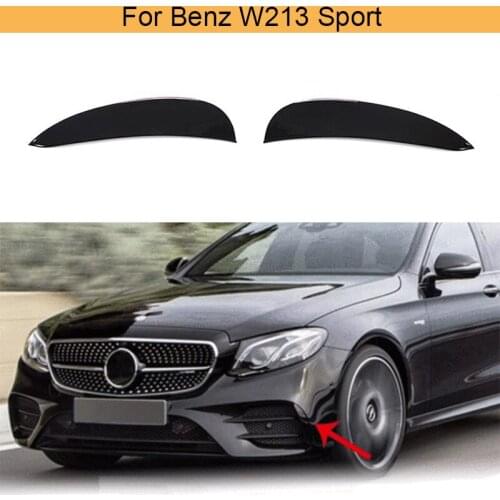 ABS Carbon Look/ Gloss Black Car Front Bumper Splitter Vent Flaps Fins For Mercedes-Benz W213 Sport E200 E300 E350 2016-2019