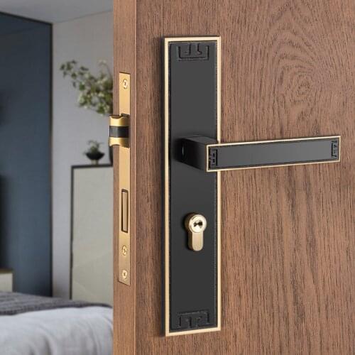 1 set Antique Pure Copper Indoor Door Lock Mute Anti-theft Kitchen Room Door Handle Lock Furniture Hardware Accessories