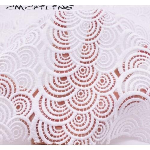 CMCYILING White/Green Lace Fabric Embroidery Fabric Embroidered Apparel Tissu For Sewing Skirt Dress Cloth Textiles 50*106cm