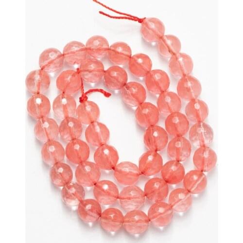 Natural Stone Faceted Cherry Quartz Beads Loose Beads for Jewelry Making Accessories 4 6 8 10 12mm Necklace Bracelet DIY