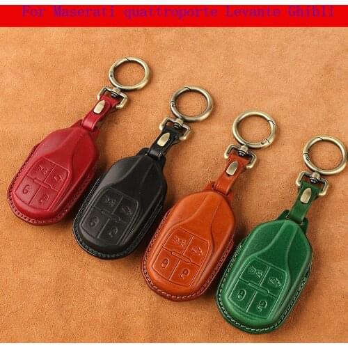 Car Key Case Key chain bag high quality leather For Maserati quattroporte Levante Ghibli Accessories