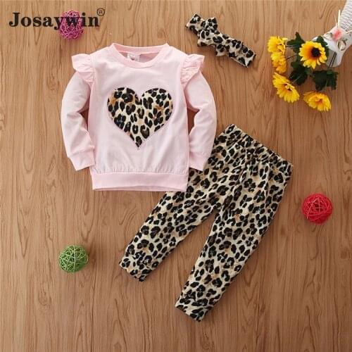 Josaywin Children Suits Kids Girls 2 Pieces Sets Long Sleeve Top+pant Autumn Winter Leopard Girl Baby Clothes Sets Baby Clothes