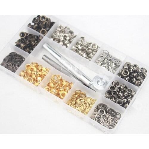 DHL 20set 400pcs/set Metal Eyelet Set Leather Craft Repair Grommets Scrapbooking Hole Accessories with Hand Knocking Tool