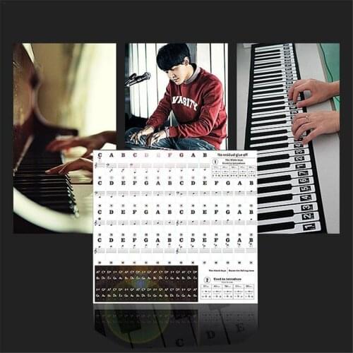 Electronic Piano Keyboard Key Sticker For Kid Transparent 54 61 88 Keys Stave Note Sticker for White Keys Instrument Leaner