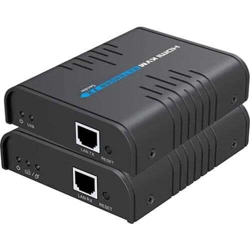 HDMI-Compatible KVM Extender 120M Over Single Cat 5/5E/6/7 Ethernet Cable Router Switch - Support Ultra HD(EU Plug)