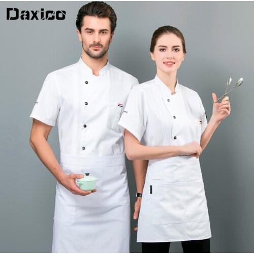 Catering Chefs Overalls Short Sleeve Unisex Chef Uniform Hotel Kitchen Work Clothes Restaurant Uniform Cooking Shirt Work Wear