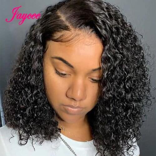 Kinky Curly Wig Cheap Short Bob Lace Closure Human Hair Wigs 4x4 Brazilian Water Wave Wigs Bob Short Curly Deep Human Hair Wig