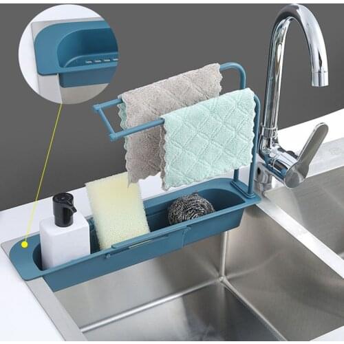 Kitchen Telescopic Sink Rack Organizer Drainer Rack Storage Basket Faucet Holder Adjustable Bathroom Holder Sink Kitchen Tool