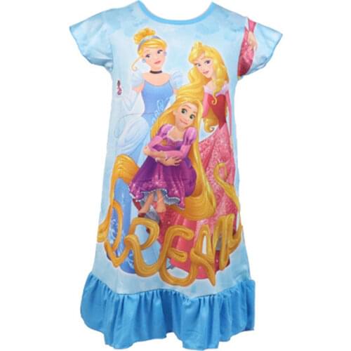 2021 Disney Princess Summer Nightdress Children Pajama Clothes Kids Cartoon Nightgown Girls Sleepwear Robe Clothing 3-9Years