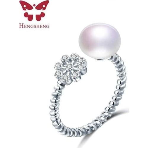HENGSHENG 2019 Hot Sale Fashion Snow Party Rings For Girls Rings Wedding Rings Women Summer Ring Christmas Gift AAAA Pearl Ring