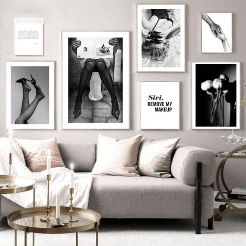 Sexy Woman Fashion Poster Black And White Canvas Print Wall Art Painting Minimalism Artwork Poster Modern Home Girl Room Decor