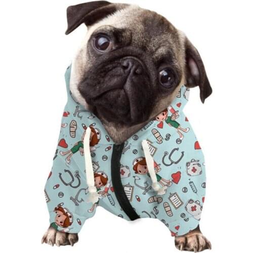 Cartoon Nurse Dog Hoodie Pet Dog Clothes for Dogs Coat Jacket Ropa Perro French Bulldog Clothing for Dogs Pet Cloth Pug Costume
