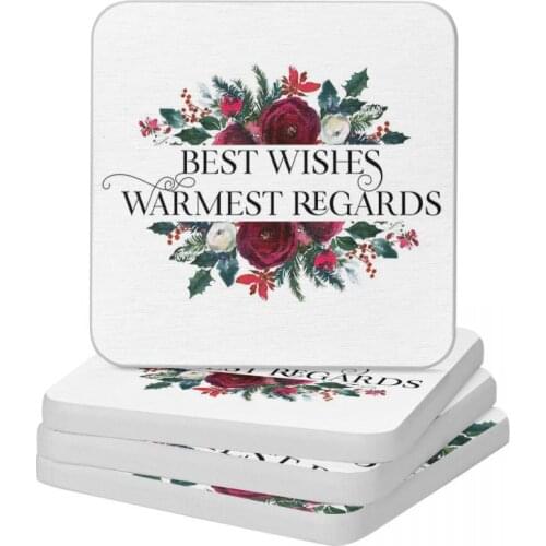 Best Wishes Warmest Regards Diatomaceous Earth Square Round Coaster Quick-drying Cup Bonsai Mat Soap Pad Diameter 10cm