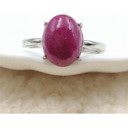 Natural Red Ruby Gemstone 10x8mm Oval Adjustable Ring Ruby Round Oval 925 Sterling Silver Bead Fashion Rare Ring AAAAAA