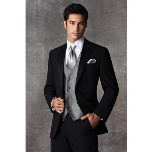 Latest Design Mens Suits Groom Tuxedos Groomsmen Wedding Party Dinner Best Man Suits Blazer (Jacket+Pants+Vest+Tie) NO:1100