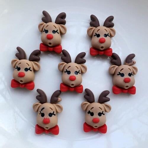 New 20pcs resin Coloured drawing cute reindeer Flat back stone Scrapbook DIY Christmas ornaments craft