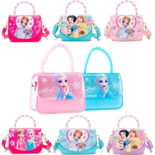 New Disney Bag Girl Frozen Princess Shoulder Bag PU Children Cartoon Elsa Handbags Travel Outlet Crossbody Bag Kids Gift