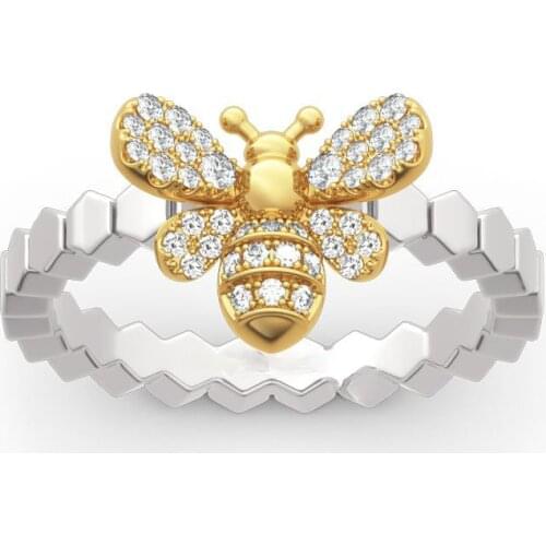 New Design Lovely Mini Animal Little Bee Finger Ring for Women Fashion Insect Ring Fine Jewelry