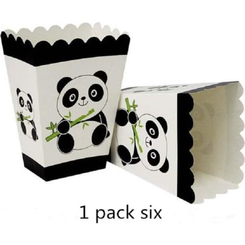 6 Disposable Tableware Popcorn Tray Panda Party Theme Birthday Party Decoration Children Tableware Accessories