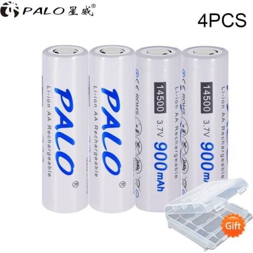 Palo 900mah 3.7V 14500 AA lithium rechargeable battery 14500 li-ion batteries for Led Flashlight Headlamps Torch Mouse Toys