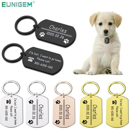 Personalized Dog ID Keychain Pet Name Birthday Date Phone Engraved Pet ID for Cat Puppy Anti-lost Dog Collar Tag Keyring Pet