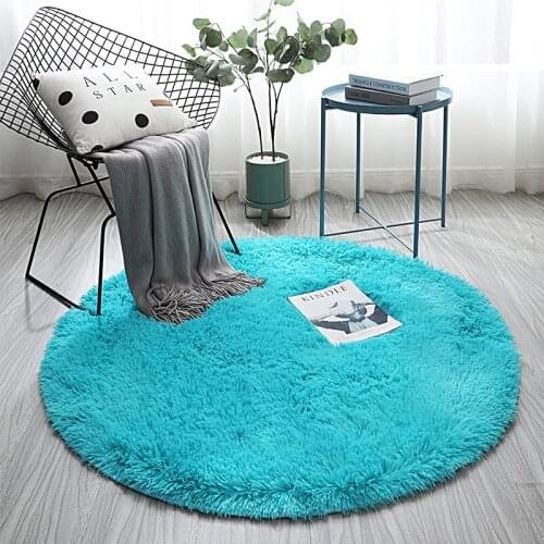 Thick soft skin-friendly non-odor child crawling carpet Nordic ins wind round rug plush bedroom bedside mat hanging basket rug