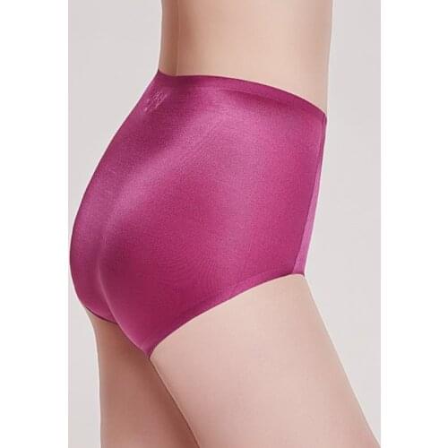 Recommended! Women Ice Silk Shine High Waist Seamless Smooth Touch Butt Lifter Boxer Underwear Sexy Lingerie Panties