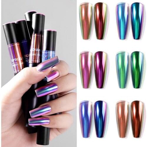 Nail Art Powder Pen Mirror Effect Decorative ABS Pigments Glitter Powder Pen for Salon nails accesorios decoration 2021