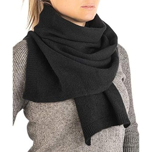 Scarf Foulard sash stole shawl shrug neck warmer 100% Cashmere (black)