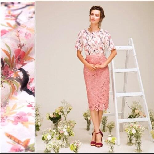 Digital inkjet silk linen fabric breathable cheongsam dress natural linen fabric chinese silk fabric wholesale linen cloth