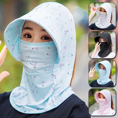 New Women Sun Protection Hat Summer Outdoor Visor Sunscreen Cap Face UV Protection Cap Travel Sun Protective Ice Silk Cloth Cap