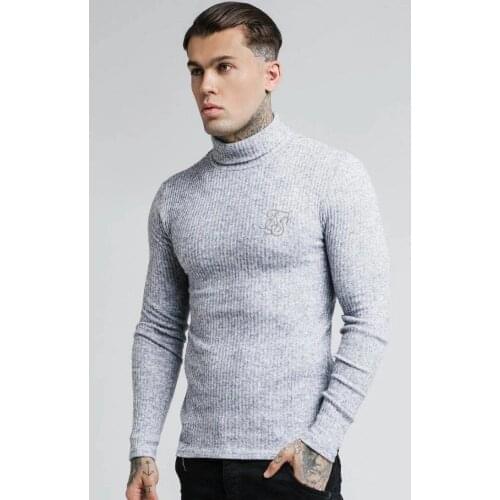 SikSilk Gray Knitwear Turtleneck Mens Knitwear Sweater