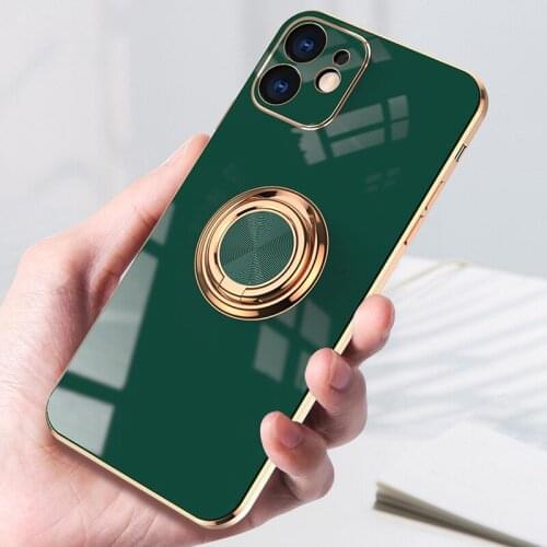 Luxury Ring Car Holder Silicone Case For iPhone X XR XS Max 12 Mini 11 Pro Max Back Phone Cover For iPhone 7 8 Plus SE 2020 Case