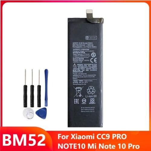 Xiao Mi Original Replacement Phone Battery BM52 For Xiaomi CC9 PRO NOTE10 Mi Note 10 Pro Rechargeable Batteries 5260mAh