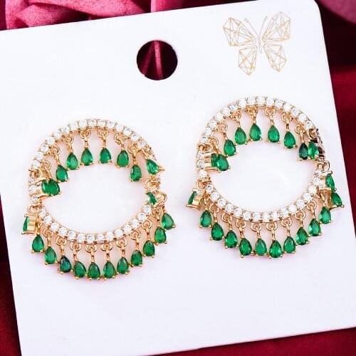 SORAMOORE Trendy Cute Round Tassel Dangle Earrings for Noble Women Bridal Luxury Wedding Jewelry Ladies Daily New Fashion