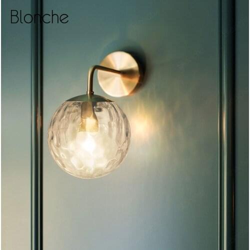 Modern Glass Wall Lamp Gold Wall Light Sconce for Home Decor Bathroom Mirror Light Fixture Nordic Bedroom Bedside Lamp Luminaire