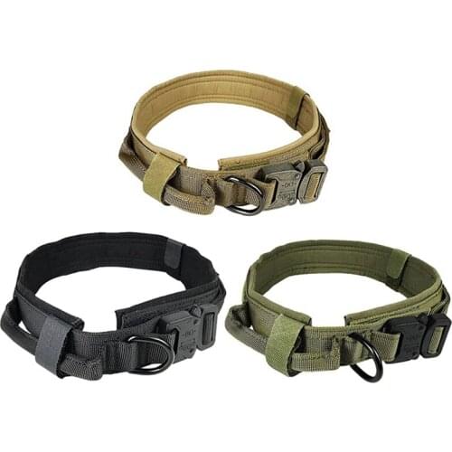Tactical Military Training Dog Collar With Control Handle Adjustable Escape Proof Pet Walking Collar For Middle Large Dog