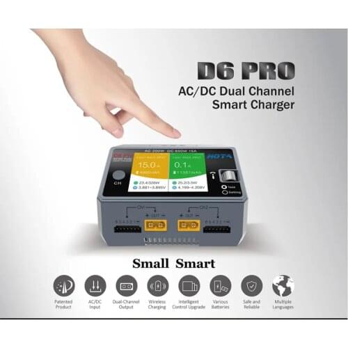 HOTA D6 Pro AC 200W DC 650W 15A Charger With Wireless Charging for NiZn/Nicd/NiMH Battery Black Color