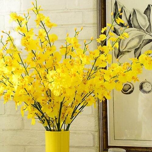 Yellow Artificial flowers Simulation Oncidium Orchid Phalaenopsis Flowers For Wedding Decor Artificial flores Artificiales