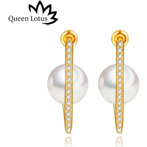 Queen Lotus Stud Earrings for Women Pearl Earring Jewelry Hollow Square Big Earrings Luxury Crystal Modern Female Earrings Hot