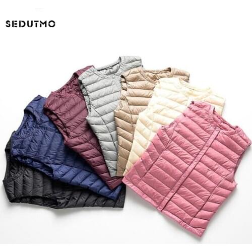 SEDUTMO 2018 Spring Ultra Light Duck Down Jackets Womens Short Vest Down Doat Winter Puffer Jacket O-neck Autumn Waistcoat ED150
