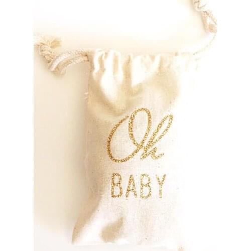 Custom gold Oh Baby wedding Hangover Kit jewelry favor muslin Bags Bachelorette hen bridal shower Champagne Party gift bag