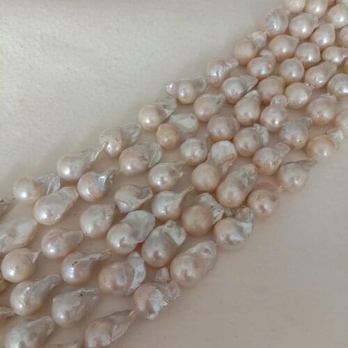16 inch pearl beads in strand,100% Nature freshwater loose pearl with big baroque shape, A have few repaired.width 13-16 mm