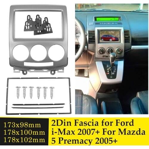 2 Din Car Radio Fascia Panel Frame CD DVD Dash Audio Interior Cover Trim Fascias For FORD i-Max 2007 + For MAZDA 5 Premacy 2005